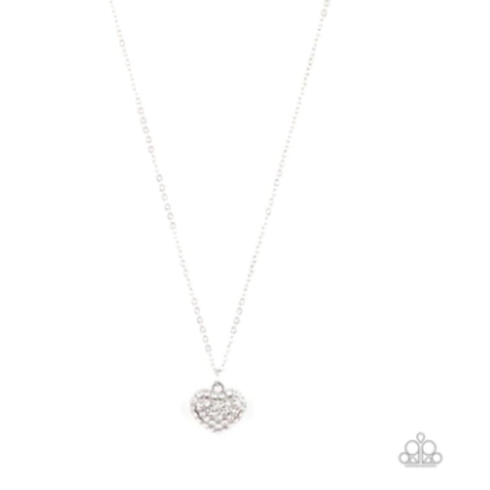 PAPARAZZI "HEART-WARMING GLOW" WHITE NECKLACE & EARRING SET